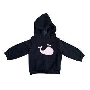 Carriage Boutique Navy Hoodie with Pink Whale Design